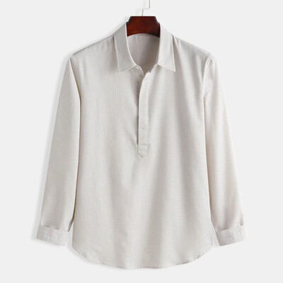 

Toponeto Mens Baggy Stripe Cotton Linen Long Sleeve Button Plus Size T Shirts Tops