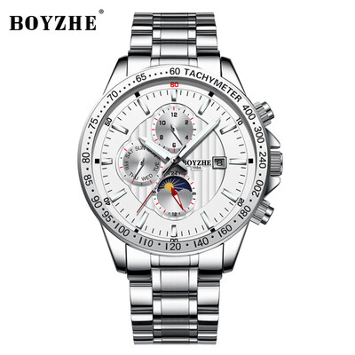 

BOYZHE WL007 Watch Brand Luminous Waterproof Business Full-automatic Mechanical Men Stainless Steel Wrist Watch with Gift Box
