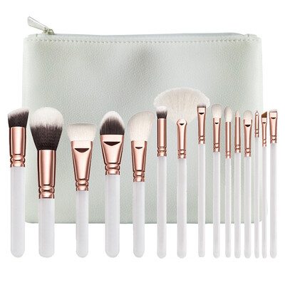 

15pcs Makeup Brush Set Foundation Loose Powder Blush Eyeshadow Facial Contour Brightening Eyebrow Fan Brush Makeup Tool Set
