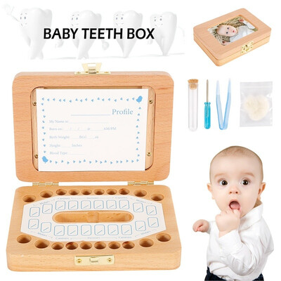 

Baby Tooth Box Wooden Handmade Rectangular Baby Teeth Durable Tooth Preservation Box Suitable for Boys&Girls