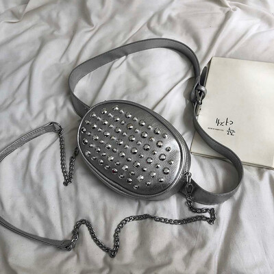 

Tailored Women 2019 New Rivet Shoulder Bag Casual Messenger Bag Fashion Pockets Chest Bag