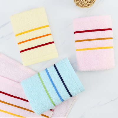

Bamboo brocade towel cotton simple towel 3 loaded cotton absorbent adult wash towel powder yellow blue 3372cm