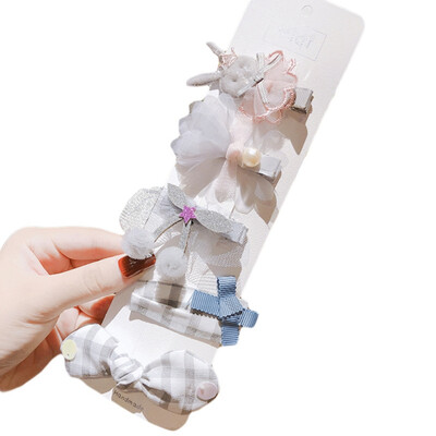 

Childrens Tiara Hairpin Set Kids Baby Girls Sweet Fabric Mesh Bangs Clip Girl Hairpin BB Clip Toddler Baby Girls Hairpin