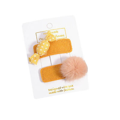 

2Pcs Set Childrens Candy-colored Imitation Rabbit Hair Ball Hairpin Pipi Powder Cloth Gilrs Hairpin Hair Accessories