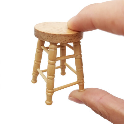 

YIWULA2pcs 112 Mini Dollhouse Furniture Miniature High Stool Wooden Living Room Toy
