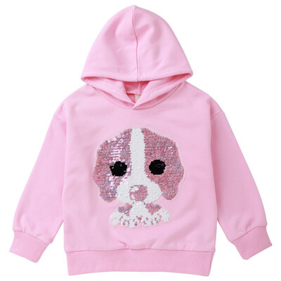 

Cartoon Dog Bling Solid With Cap Cotton Warm Lovely Girl Hoodies Long Sleeve Fashion Leisure Style Clothes
