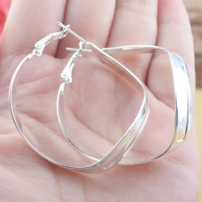 

New Women 925 Sterling Silver Fashion Hoop Dangle Earring Engagement Jewelry