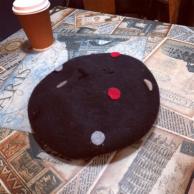 

Autumn&winter new style dot wool three-dimensional beret Korean-style wool cap pumpkin beret