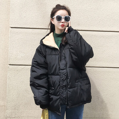 

New Women Plain Fashionable Cotton Quilted Zipper Jacket Plus Size Warm Winter Hooded Down Coat Hot