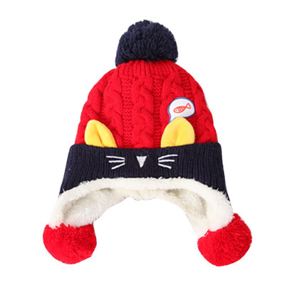 

Warm Infant Beanie Cap For Children Boys Girls Animal Cat Ear Kids Crochet Knitted Hat Cute Baby Winter Hat