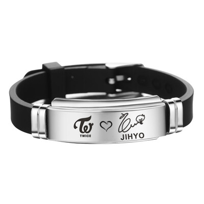 

KPOP TWICE Signature Lettering Adjustment Strap Stainless Steel Silicone Bracelet Unisex Sports Bracelet Hot Gift for Fans