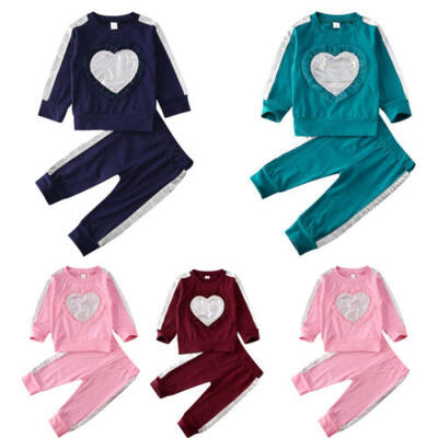 

2PCS Toddler Baby Girls Long Sleeve Tops T Shirt Pants Leggings Outfits Clothes