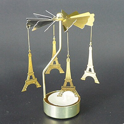 

Gobestart Hot Spinning Rotary Metal Carousel Tea Light Candle Holder Stand Light Xmas Gift