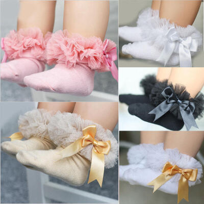 

Newborn Baby Girls Kids Princess Bowknot Lace Ruffle Frilly Ankle Socks