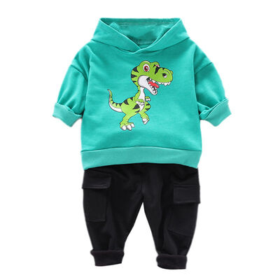 

Autumn Baby Boy Clothes Cotton Kids Clothes Long Sleeve Cartoon Dinosaur Print Hoodie SweatshirtTrousers Pants Casual Sets
