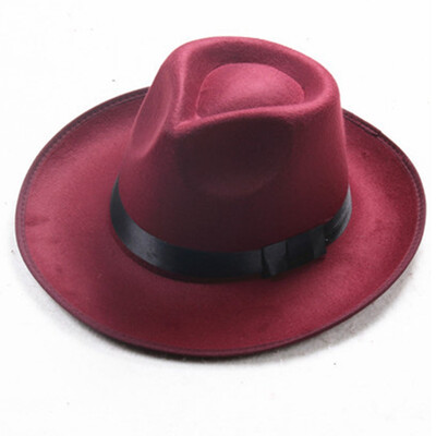 

Vintage Unisex Women Men Woolen Felt Wide Brim Fedoras Hat Pork Pie Hat Jazz Cap