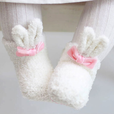 

0-1Y Baby Girls Cartoon Rabbit Cotton Socks Thickening Coral Cashmere Anti Slip