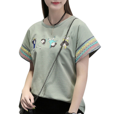 

Cartoon Printed Women T shirts Harajuku Woman Short Sleeve O-Neck Tees Tops Summer Casual Loose Female T-shirt