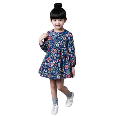 

Princess Girl Dress kids Long Sleeve Flower Printed Tutu Dress Children Clothing