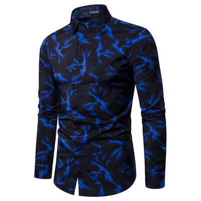 

Toponeto Mens Ethnic Style Vintage Printing Slim Long Sleeve Dress Shirt Blouse Tops