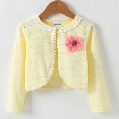 

Children Girl Solid Color All-macth Casual Concise Sweet Cute Flower Decor Jackets