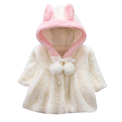 

Children Kids Warm Winter Coat Baby Boy Girl Solid Print Ear Design Long Sleeve Hoodie Outerwear Clothes