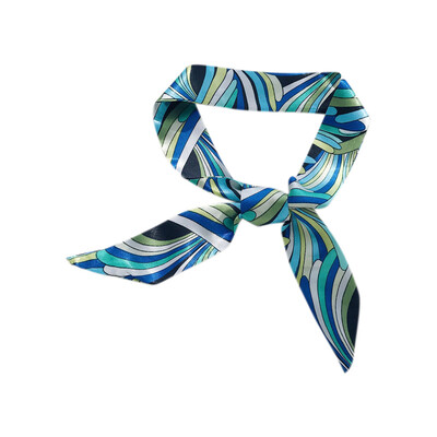 

95cm Scarf Women Korean Autumn Silk Printed Scarf Colorful Elegant Wild Thin WaveBlack Coffee All-match Stylish Neckerchief