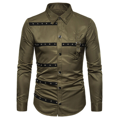 

Tailored Men Striped Splicing Button Long Sleeve Shirt Fashion Long Sleeve Blouse Top