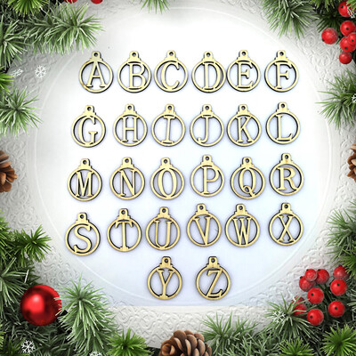 

Tailored 26Pcs Wooden English Alphabet Hanging Xmas Wedding Tree Hanging Ornament Decor