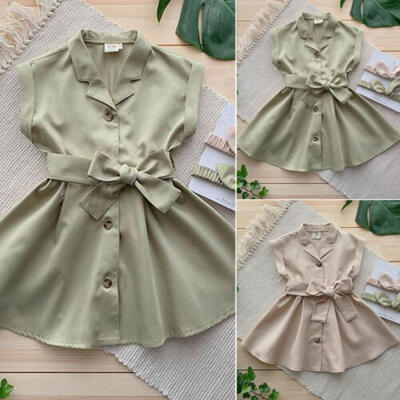 

Summer Toddler Baby Girl Kids Party Dress Bow Tie Belt Sundress Clothes 2-7Years