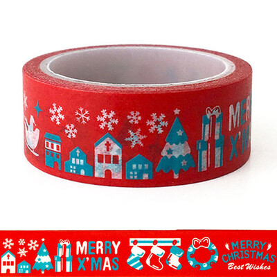 

Gobestart Christmas Washi Tape Christmas Deer Pattern Wrap Blue Red Colored Washi Tape