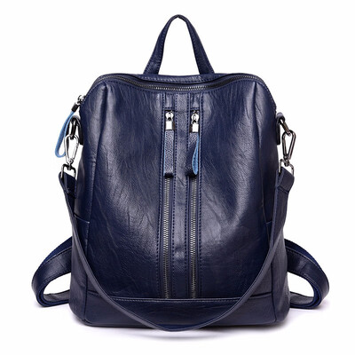 

Fashion Women Pu Leather Backpack for Teenage Girl Multifunctional Backpacks Shoulder Bag Ladies Bagpack Black Back Pack Female