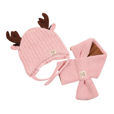 

Cute Baby Winter Warmer Knitting Scarf Cartoon Ear Design Hat Infant Cotton Collar Scarves Neckerchiefs Headwear Set
