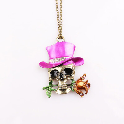 

Skull Magician Crystal Flower Rose Jewelry Pendant Necklace Kids Gift