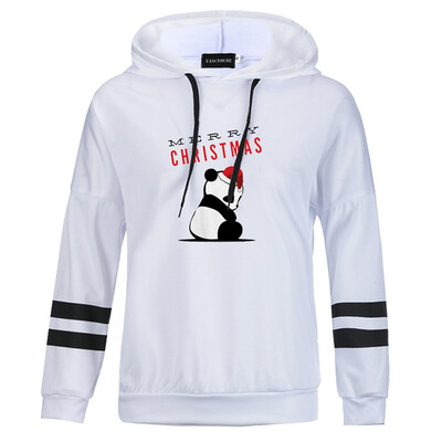 

Women Christams Panda Hoodie Merry Christmas Printed Sweatshirt