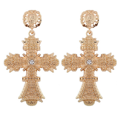 

New Arrival Vintage Cz Diamond Crystal Cross Drop Earrings For Women Pink Baroque Bohemian Lovely Earrings Jewelry Brincos Gift