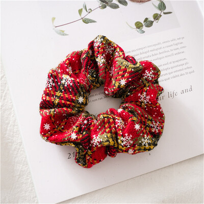 

Gobestart Pure Cotton Fabric Hairring Christmas Snowflake Stripe Hair Rope Multicoloured