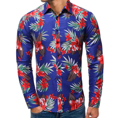 

Tailored Mens Casual 3D Printing Colorful Slim Long Sleeve Dress Shirt Blouse Tops