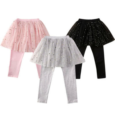 

UK Party Kid Baby Girl Pants Stretchy Bottoms Trousers Lace Tutu Dress Leggings