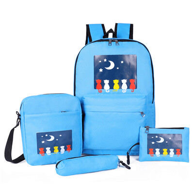 

Tailored 4Pcs Women Students Nylon School BackpackCrossbody BagClutch BagPen Bag