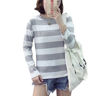 

Fashion Long Sleeve Striped Women T-shirt 2018 Autumn Female T-shirt Tops Tees