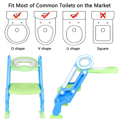 

Baby Toddler Potty Toilet Trainer Safety Seat Chair Step with Adjustable Ladder Infant Toilet Training Non-slip Folding Seat