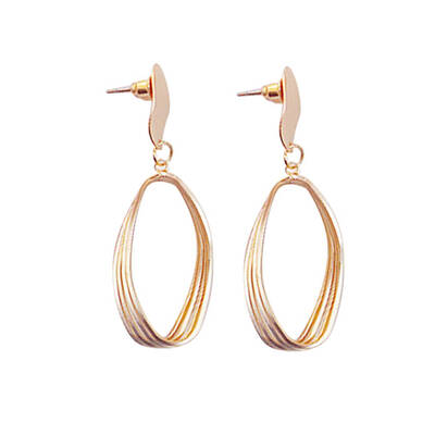 

1 Pair Hollow Oval Earrings Circle Simple Geometric Long Drop Earrings Hollow Matte Jewelry