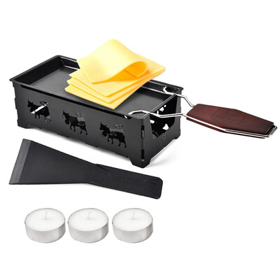 

New Non-Stick Metal Cheese Raclette Baking Pan Oven Grill Plate Rotaster Baking Tray Stove Frame Spatula Set Kitchen Baking Tool