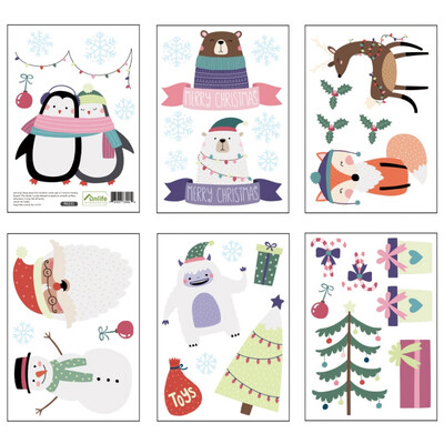 

Cartoon Christmas Wall Stickers DIY Self-Adhesive Decal Murals Art For Holiday Home Decor Supplies