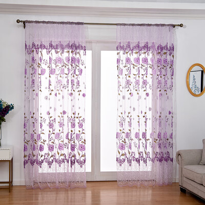 

New Floral Tulle Voile Door Window Curtain Drape Panel Sheer Scarf Valances
