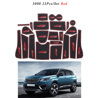 

22pcsset Interior Door Gate Slots Pad Cup Holder Non-slip Groove Mats Replacement For Peugeot 5008 car type
