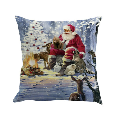 

Tailored 1PC Happy Christmas Pillow Cases Linen Sofa Cushion Cover Home Decor Pillow Case