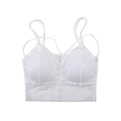 

Women Sexy Lingerie Lace Solid Color Underwear Full Cup Padded Double Sling anti-light Short Strap Gathered Bra