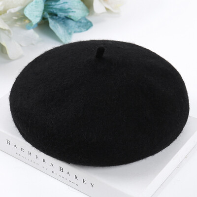 

Korean version of student hat children wool Beret Japanese 100 painters hat thicker warm pumpkin bud hat